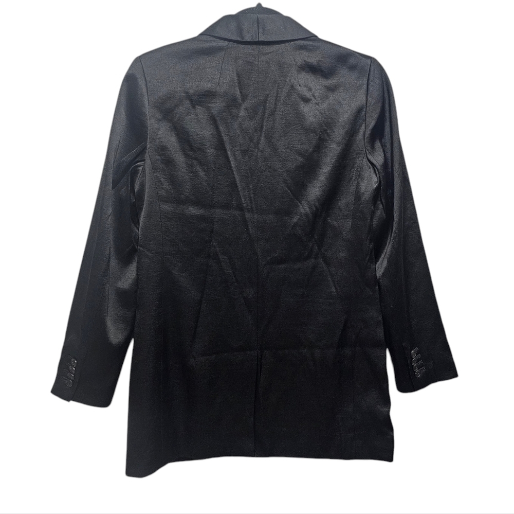 New MADEWELL Satin Oversized Blazer in True Black Size 00 - Picture 8 of 11